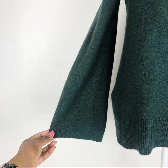 LOFT Green Cold Shoulder Bell Sleeve Sweater - Picture 3 of 8
